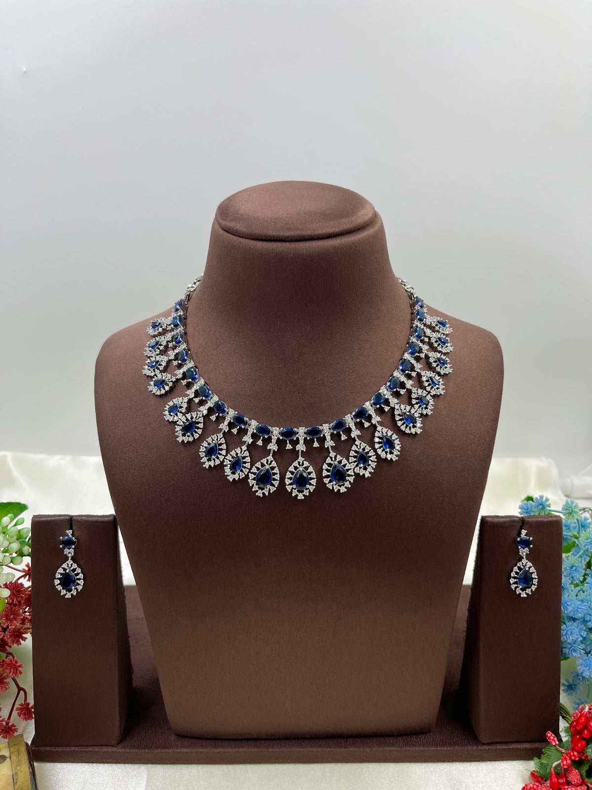 American Diamond Necklace Jewellery Set | Indian Jewellery | AD Jewellery Indian Necklace Set with Earrings | Premium Bridal & Partywear Set