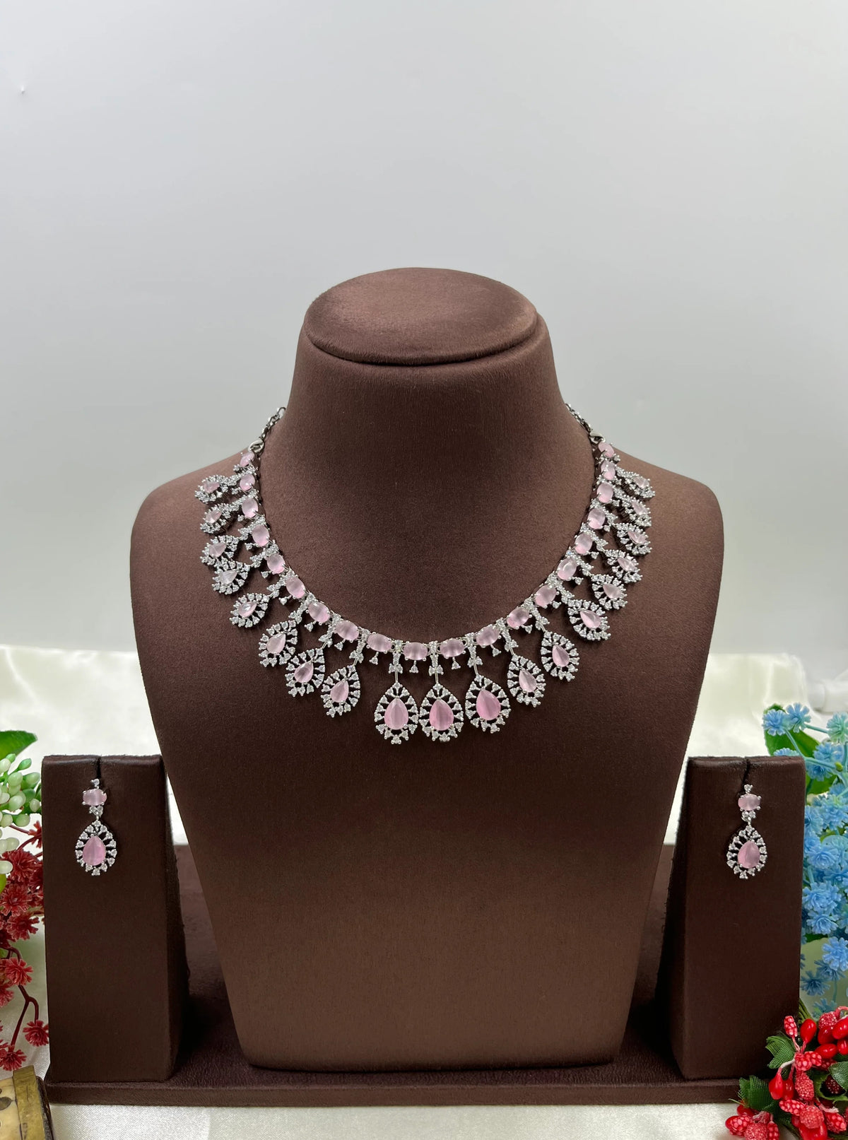 American Diamond Necklace Jewellery Set | Indian Jewellery | AD Jewellery Indian Necklace Set with Earrings | Premium Bridal & Partywear Set