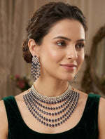 Victorian American Diamond Premium Necklace Set With Earning Luxury Bridal & Wedding Party Wear Jewellery for Women