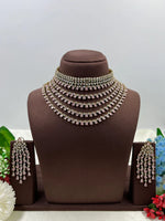 Victorian American Diamond Premium Necklace Set With Earning Luxury Bridal & Wedding Party Wear Jewellery for Women