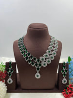 Designer American Diamond Pink Crystal Necklace Set with Long Earrings | Wedding & Festive Wear