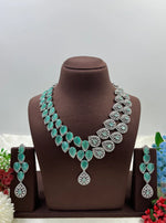 Designer American Diamond Pink Crystal Necklace Set with Long Earrings | Wedding & Festive Wear