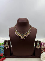 Victorian Peacock Necklace Set with Pink Drop Stones & Matching Earrings | Indian Bridal Jewelry
