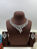 Premium American Diamond CZ Necklace Set for Women | Luxury Bridal Wedding Jewellery Set | Party Wear Crystal Necklace & Earrings