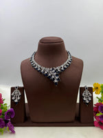 Premium American Diamond CZ Necklace Set for Women | Luxury Bridal Wedding Jewellery Set | Party Wear Crystal Necklace & Earrings