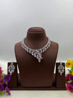 Premium American Diamond CZ Necklace Set for Women | Luxury Bridal Wedding Jewellery Set | Party Wear Crystal Necklace & Earrings