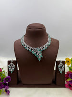 Premium American Diamond CZ Necklace Set for Women | Luxury Bridal Wedding Jewellery Set | Party Wear Crystal Necklace & Earrings