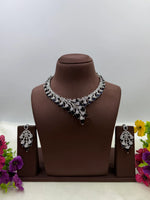 Premium American Diamond CZ Necklace Set for Women | Luxury Bridal Wedding Jewellery Set | Party Wear Crystal Necklace & Earrings