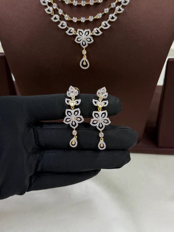 Two-Tone Three Layer Necklace Set for Women | Gold & Silver Tone Statement Jewellery | Bridal, Party & Wedding Wear Necklace