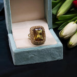 Indian Golden Emerald Cut AD Ring For Wedding