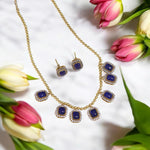 Jaipuri Gold Plated American Diamond Necklace Matching Earrings Set