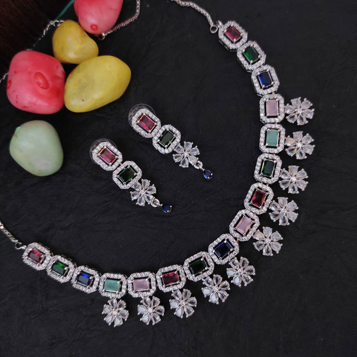 American Diamond CZ Jewelry Set for Bollywood Inspired Bridal and Pakistani Wedding Looks