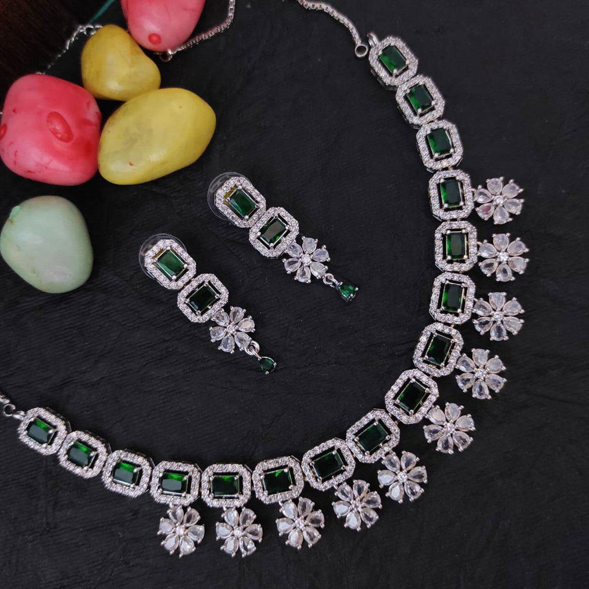 American Diamond CZ Jewelry Set for Bollywood Inspired Bridal and Pakistani Wedding Looks