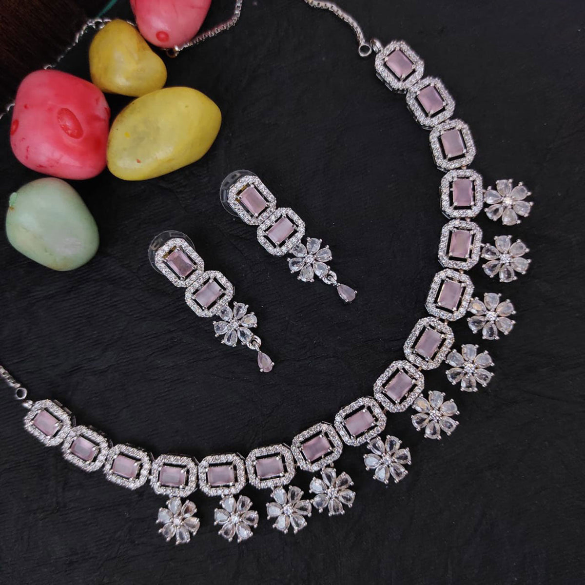 American Diamond CZ Jewelry Set for Bollywood Inspired Bridal and Pakistani Wedding Looks