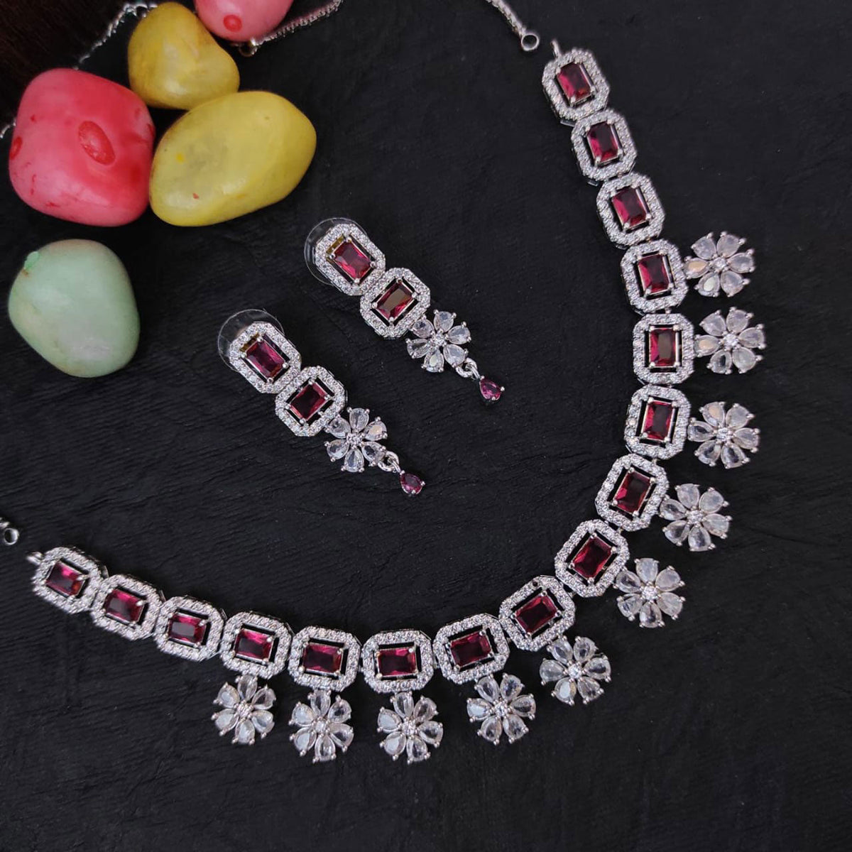 American Diamond CZ Jewelry Set for Bollywood Inspired Bridal and Pakistani Wedding Looks