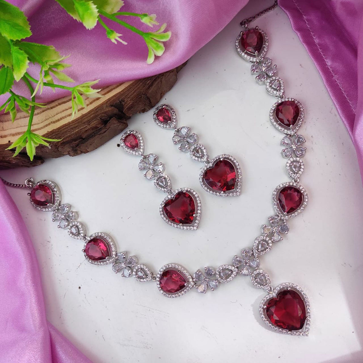 Bridal AD Necklace Set for Pakistani and Indian Weddings with Stunning CZ Stones