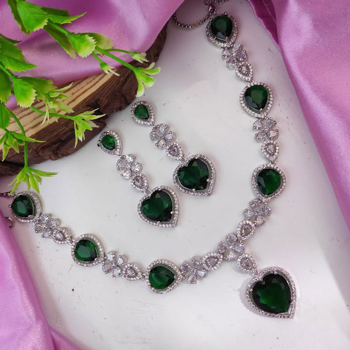 Bridal AD Necklace Set for Pakistani and Indian Weddings with Stunning CZ Stones