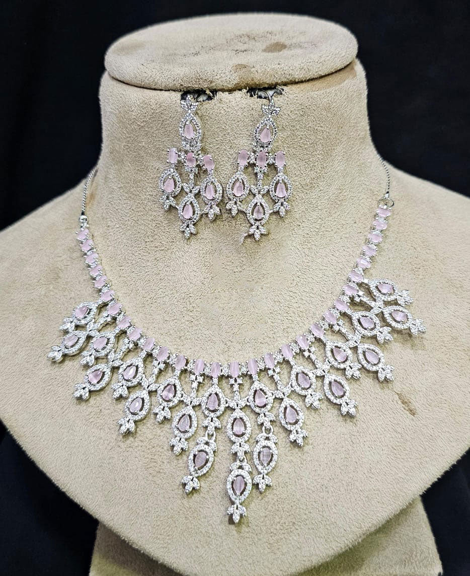 Bollywood Style AD Choker Set for Indian Wedding Jewelry with American Diamond Sparkle