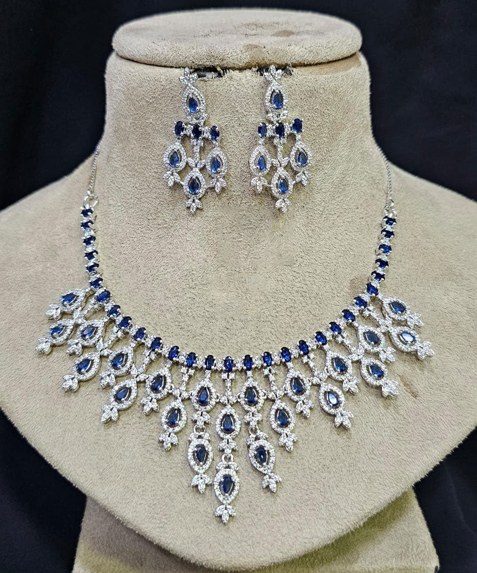 Bollywood Style AD Choker Set for Indian Wedding Jewelry with American Diamond Sparkle