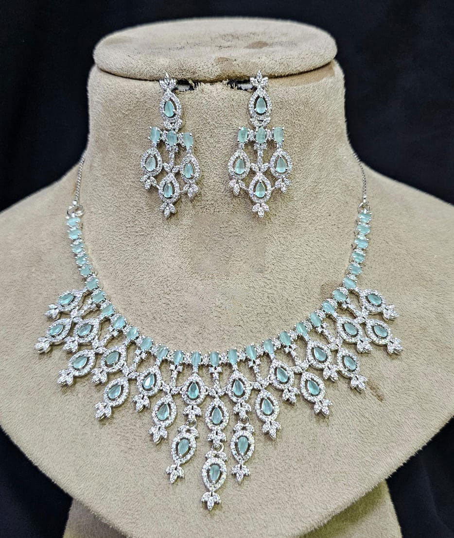 Bollywood Style AD Choker Set for Indian Wedding Jewelry with American Diamond Sparkle