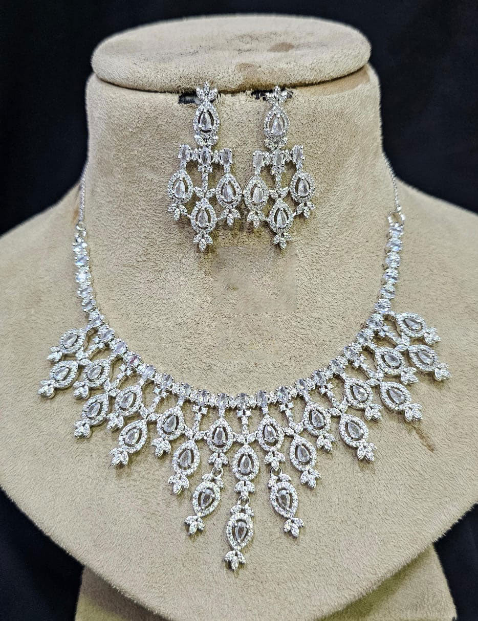 Bollywood Style AD Choker Set for Indian Wedding Jewelry with American Diamond Sparkle