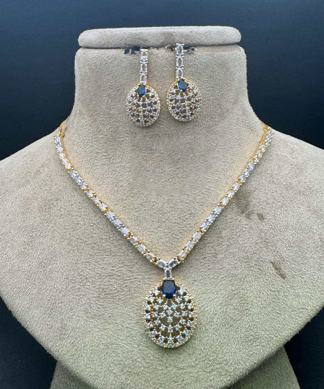 Exquisite CZ Necklace Set with AD Choker Perfect for Bridal Indian or Pakistani Wedding Looks