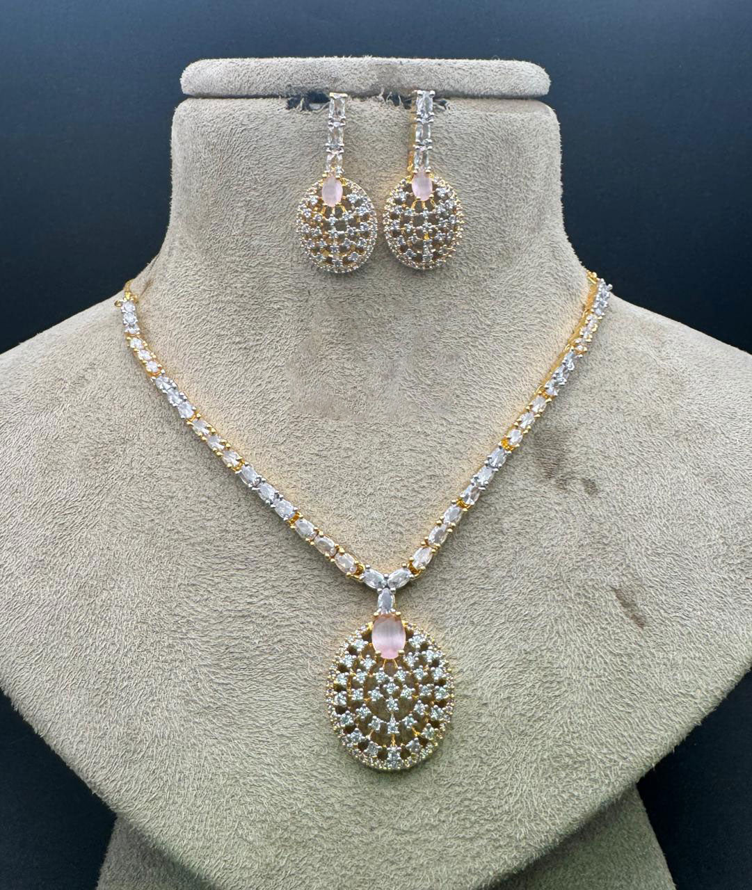 Exquisite CZ Necklace Set with AD Choker Perfect for Bridal Indian or Pakistani Wedding Looks