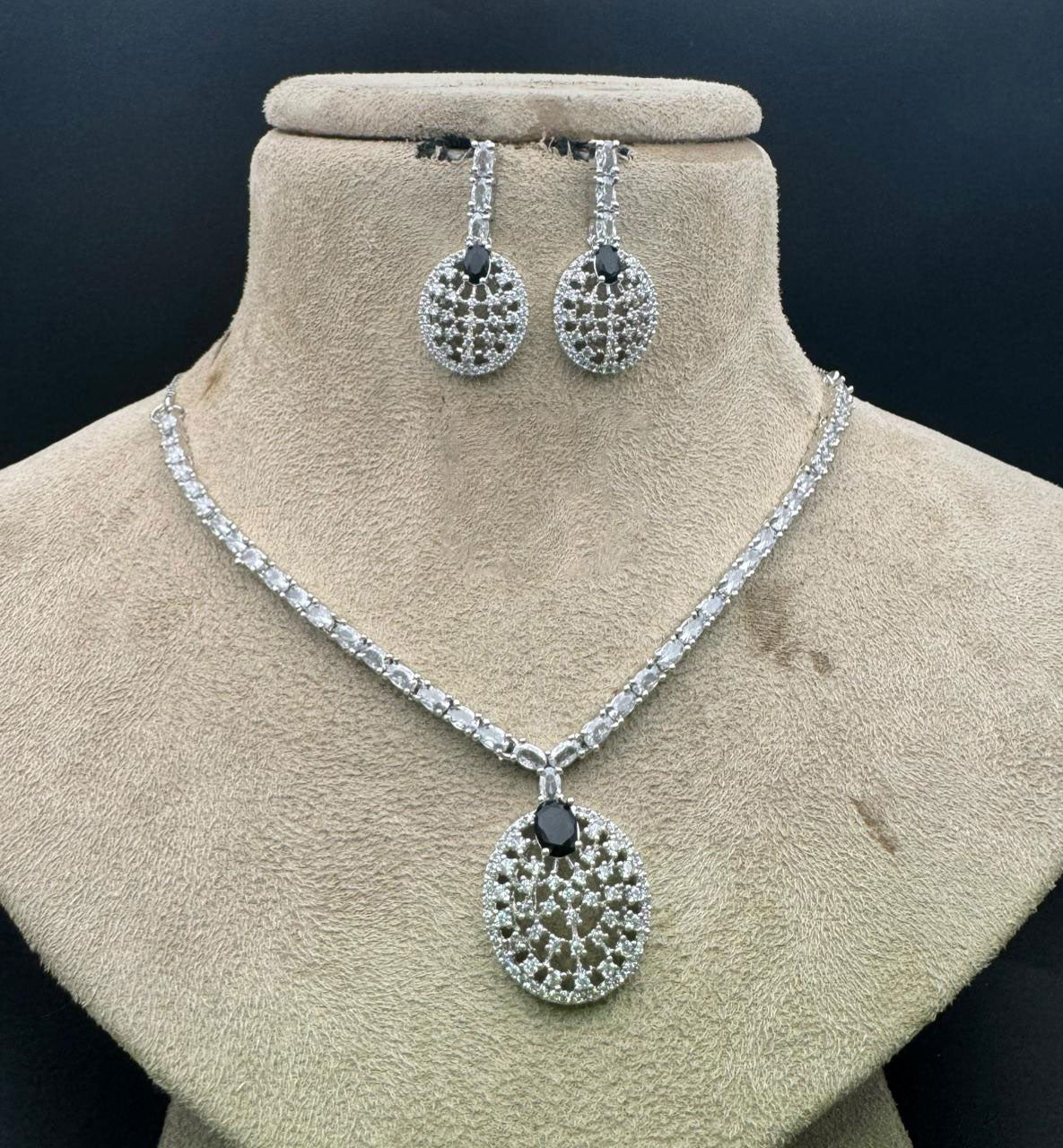 Exquisite CZ Necklace Set with AD Choker Perfect for Bridal Indian or Pakistani Wedding Looks