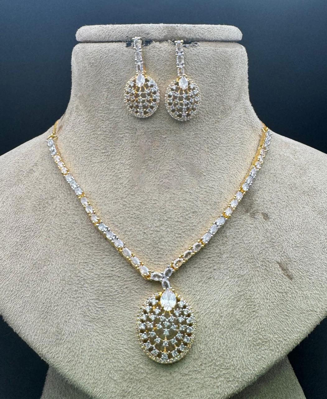 Exquisite CZ Necklace Set with AD Choker Perfect for Bridal Indian or Pakistani Wedding Looks