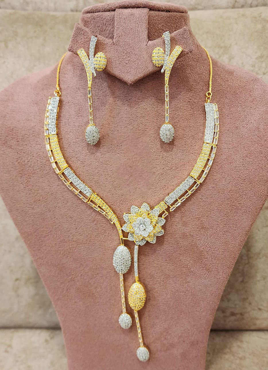 Gorgeous AD Necklace Set Perfect for Bollywood Style Engagement or Indian Wedding Jewelry