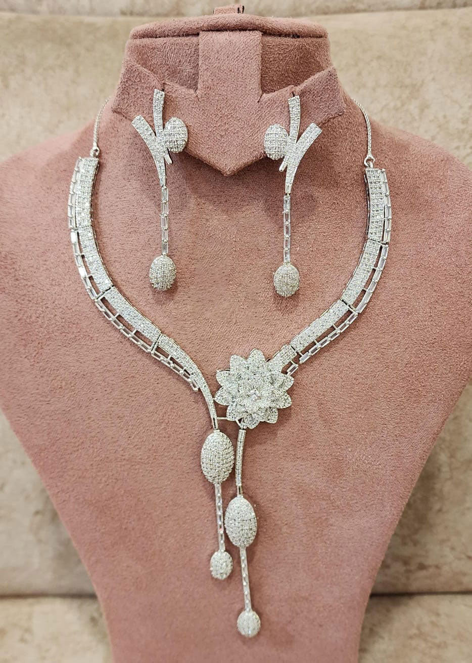 Gorgeous AD Necklace Set Perfect for Bollywood Style Engagement or Indian Wedding Jewelry