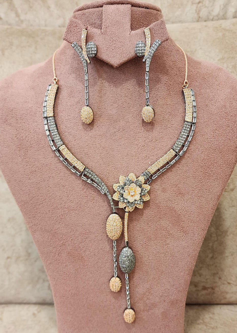 Gorgeous AD Necklace Set Perfect for Bollywood Style Engagement or Indian Wedding Jewelry