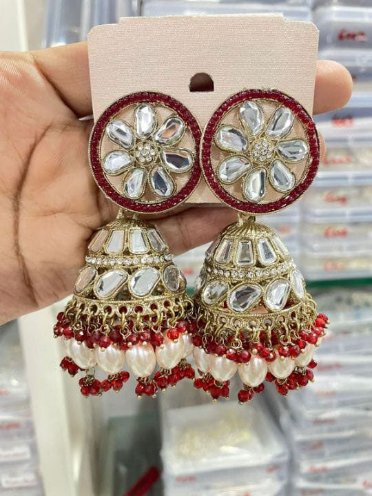 Pakistani Kundan Earrings Handmade Jewelry for Special Occasions