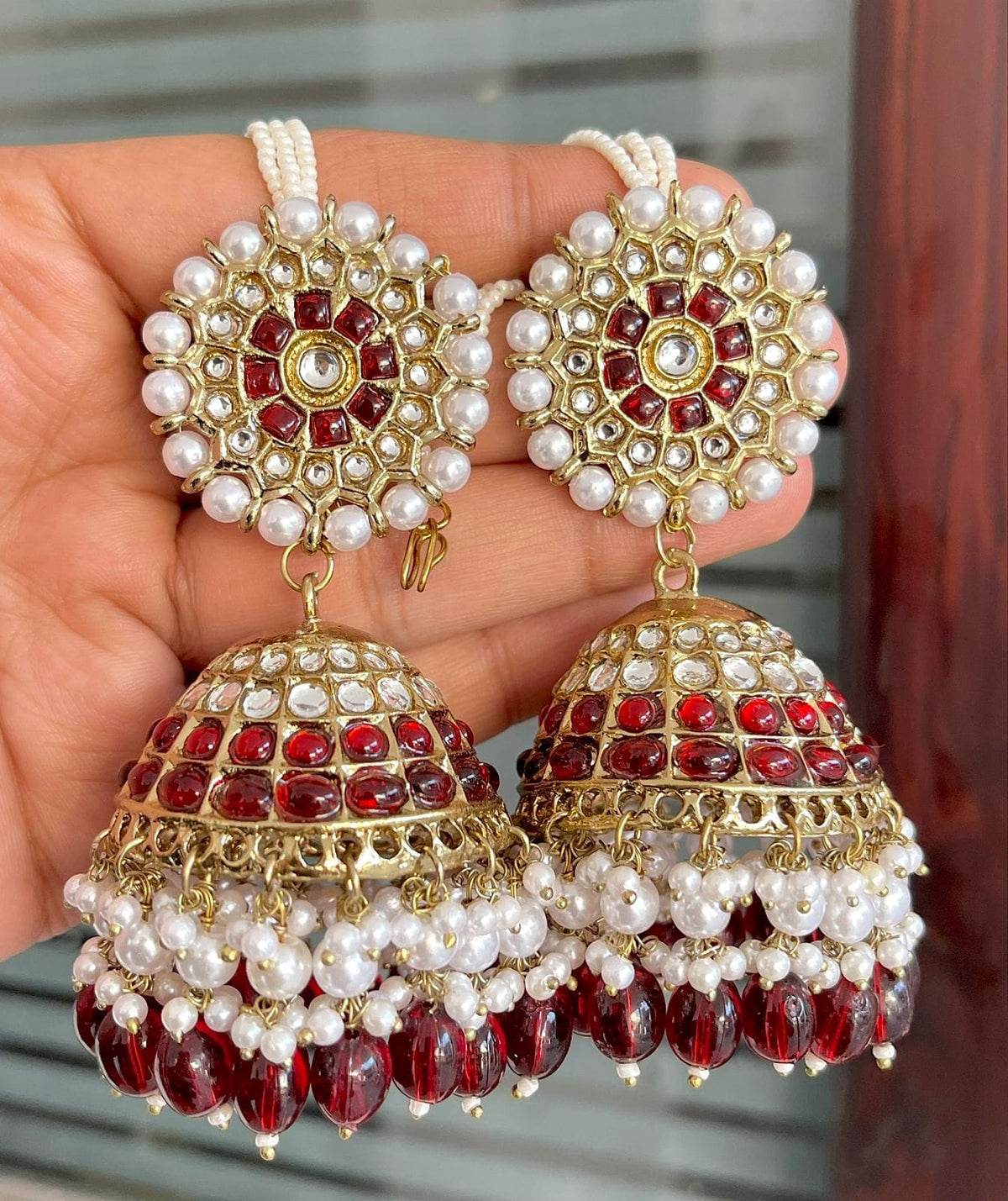 Ethnic Indian Earrings Handmade Kundan Jewelry for Weddings and Special Occasions