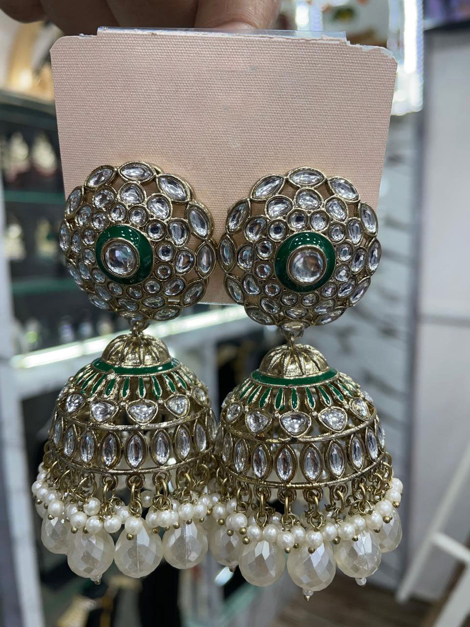 Handmade Kundan Earrings Indian and Pakistani Ethnic Jewelry for Weddings