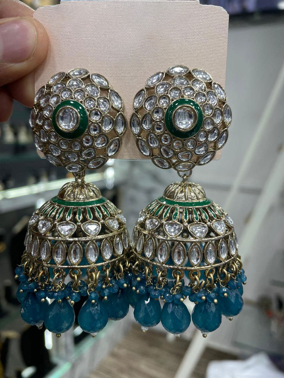 Handmade Kundan Earrings Indian and Pakistani Ethnic Jewelry for Weddings