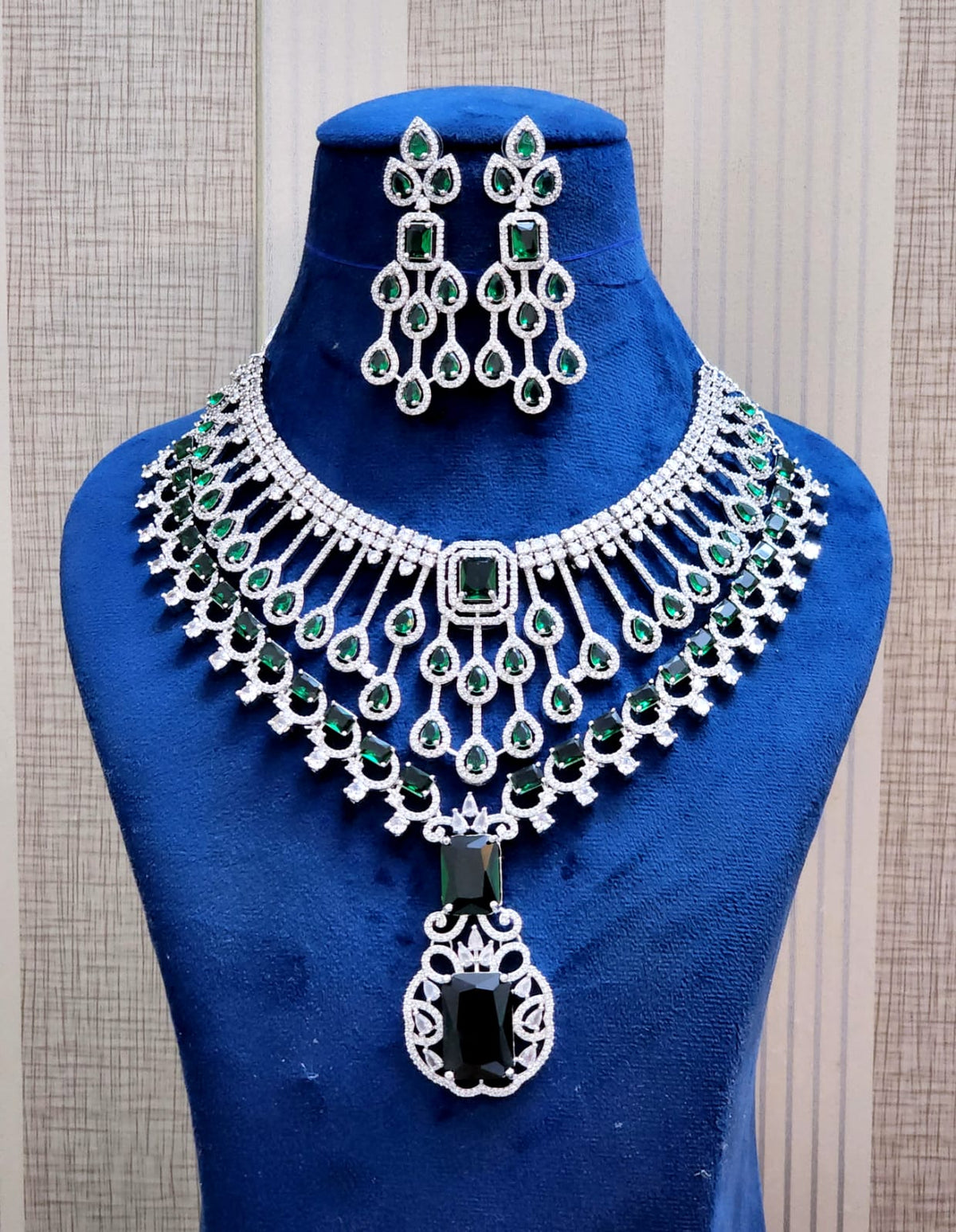 Bollywood Style AD Choker Necklace Set for Wedding Jewelry with American Diamond Sparkle