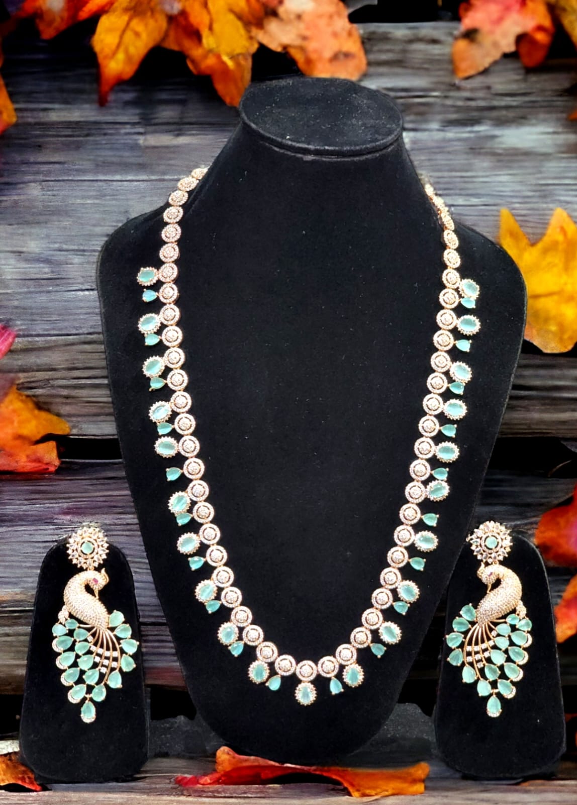 Exquisite AD Necklace Earrings Set for Bollywood Style Weddings Engagement and Bridal Looks