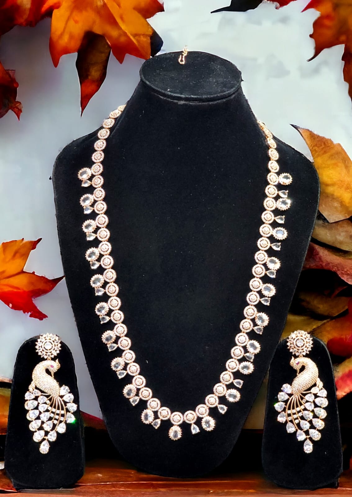 Exquisite AD Necklace Earrings Set for Bollywood Style Weddings Engagement and Bridal Looks