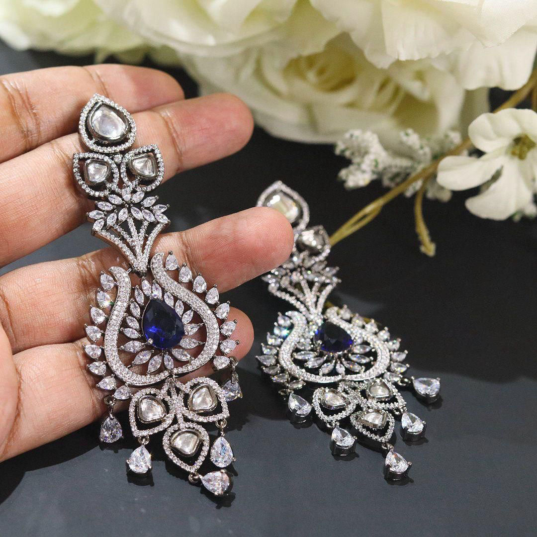 Bollywood Inspired Teardrop Earrings with Traditional Indian and Pakistani Bridal kundan Jewelry