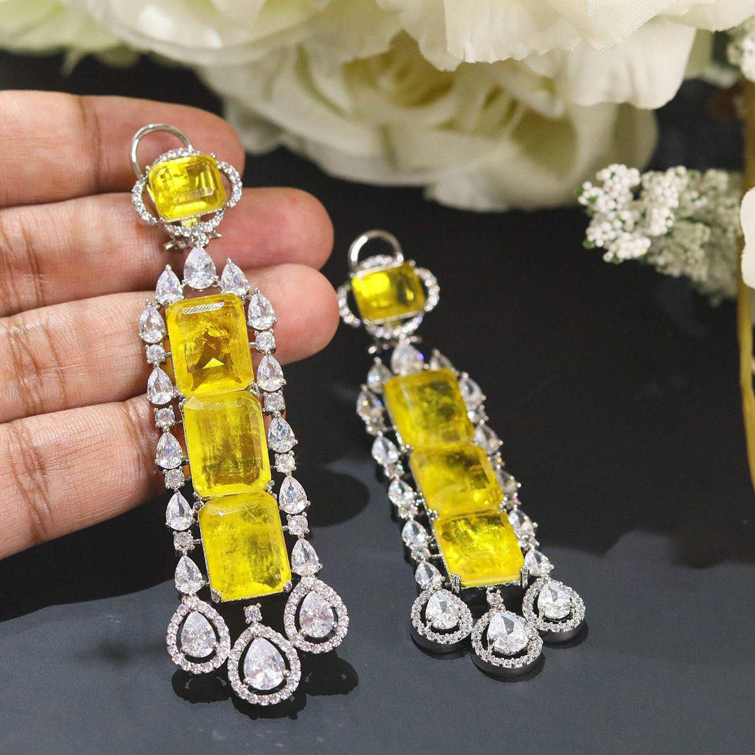 Ethnic Crystal Earrings Bollywood Kundan Handcrafted Premium Wedding Jewelry from India and Pakistan