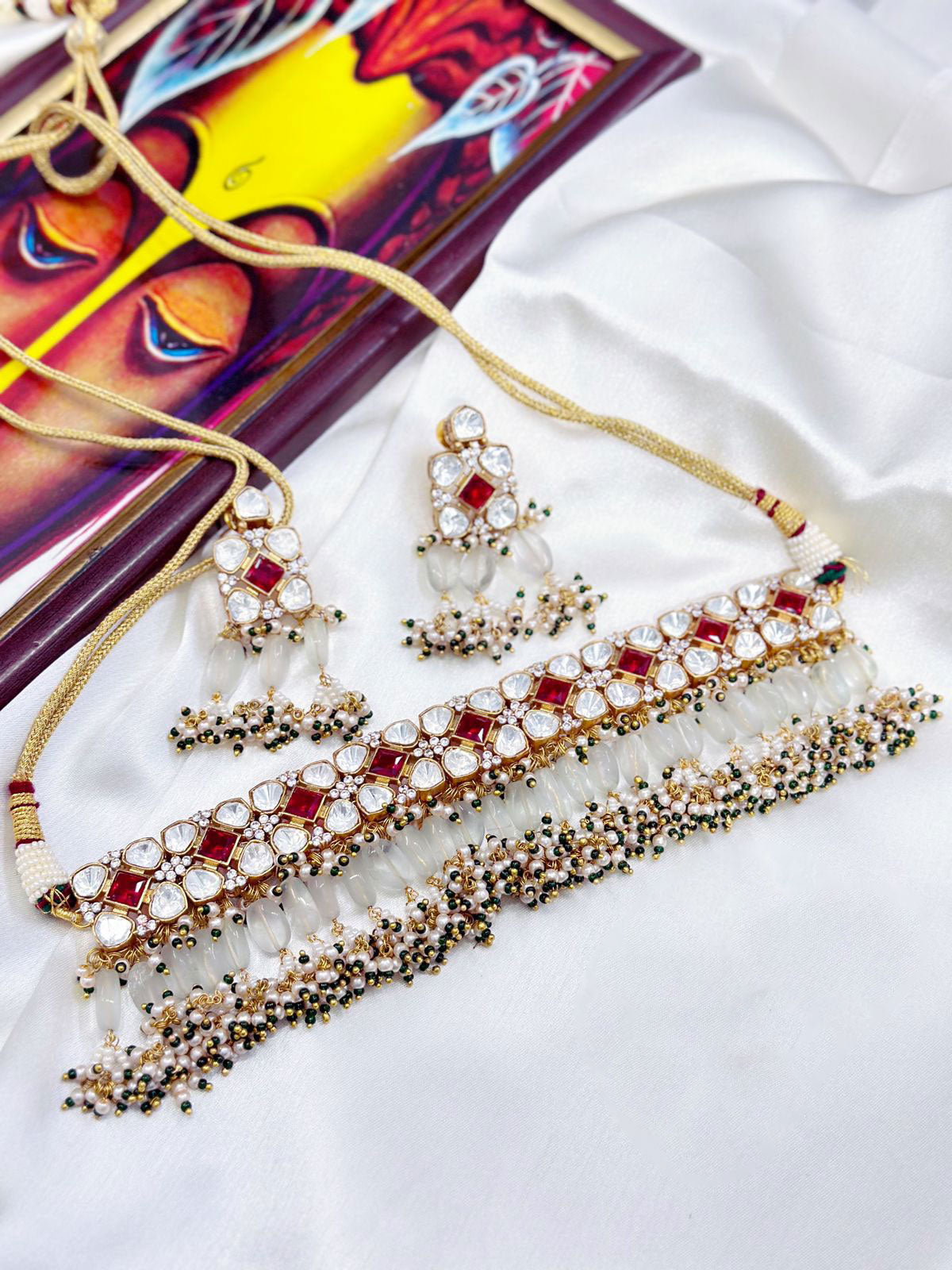 American Diamond CZ Necklace Earrings Jewelry Set for Bollywood Inspired Bridal and Wedding Looks