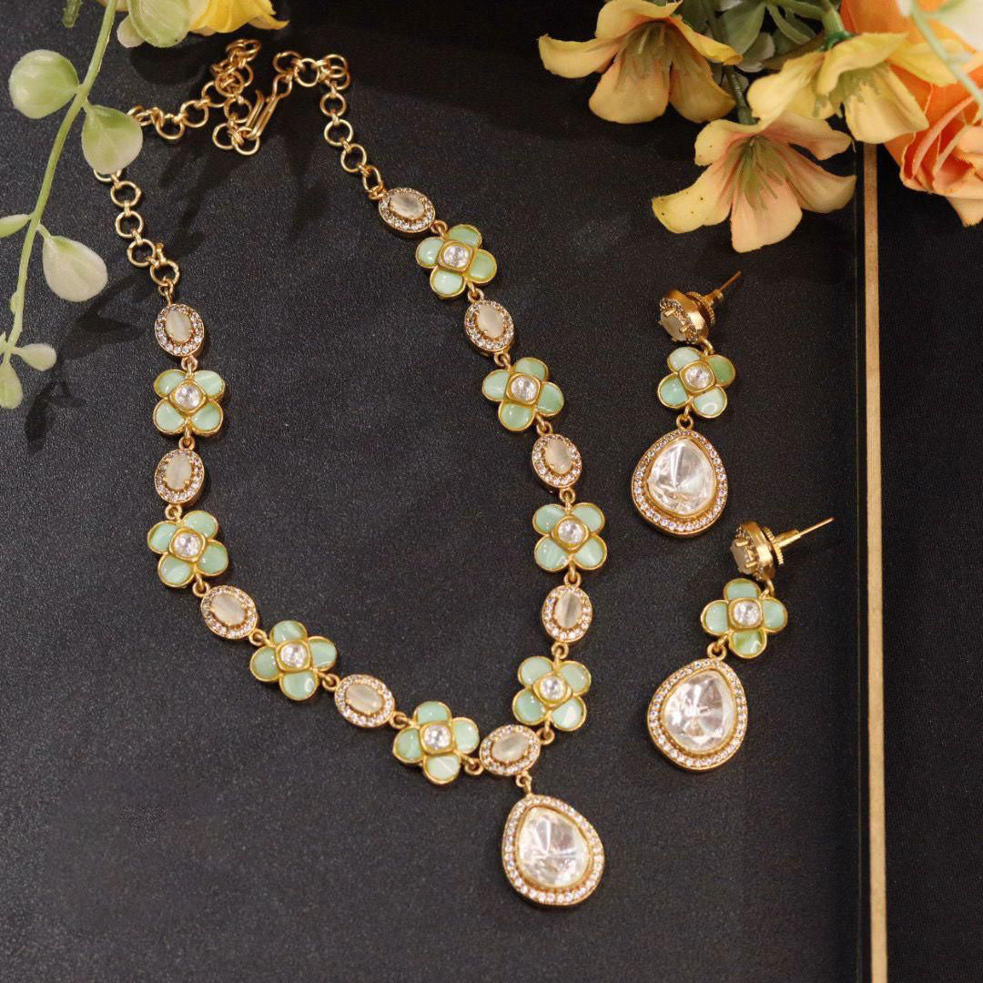 Pakistani Inspired Necklace Earrings Set Elegant and Chic for Contemporary Fashion for women