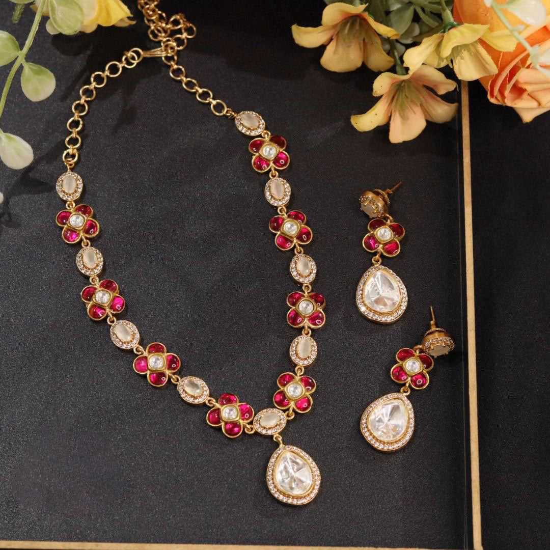 Pakistani Inspired Necklace Earrings Set Elegant and Chic for Contemporary Fashion for women