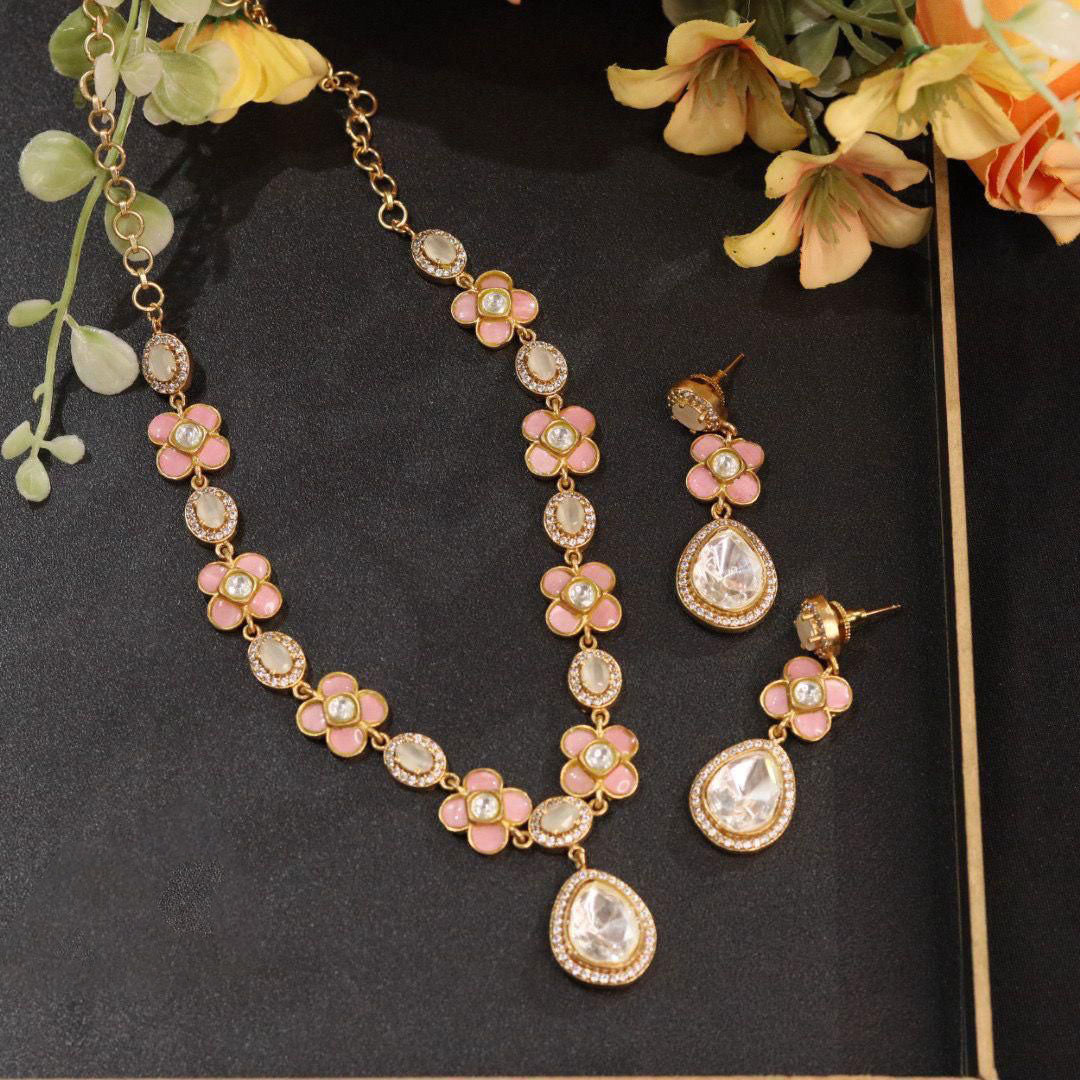 Pakistani Inspired Necklace Earrings Set Elegant and Chic for Contemporary Fashion for women