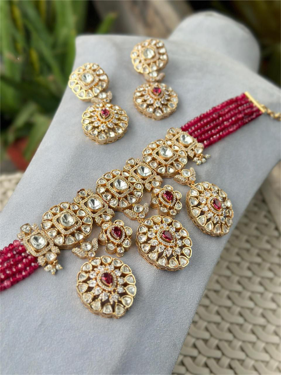 Luxury Pakistani AD Necklace Earrings Set Elegant and Exclusive for High-Class Occasions