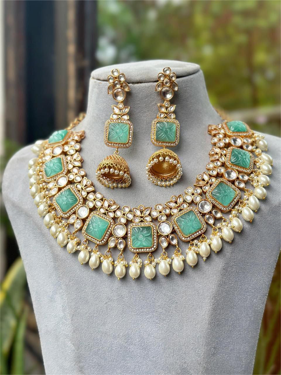 Indian Wedding AD Necklace Earrings Perfect for Your Ceremony with Classic Elegance For Bridal