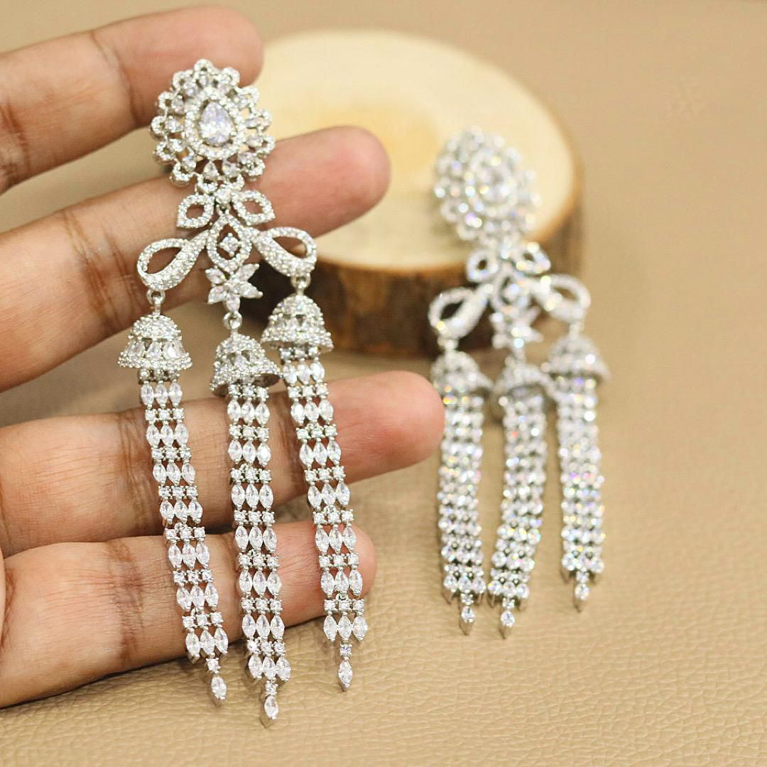 Flower Design And Pear Shape Indian wedding earrings for brides with an ethnic style Indian wedding earrings for brides with ethnic design ideal for making bold bridal statement