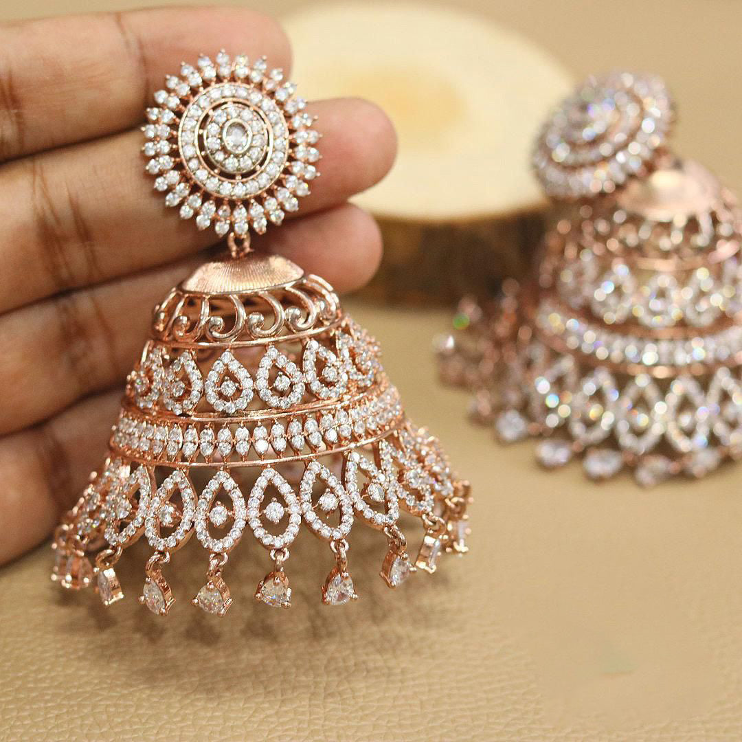 AD Temple Jhumka Handcrafted Indian ethnic tribal style for women stylish ethnic fashion Jewelry