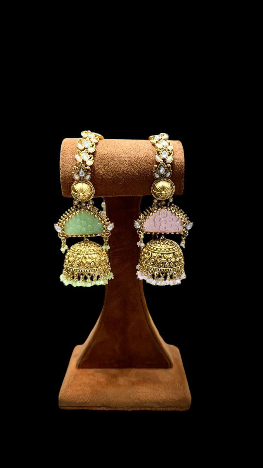 Traditional AD Jhumki Indian ethnic earrings Filigree designs a beautiful choice for weddings and festivals